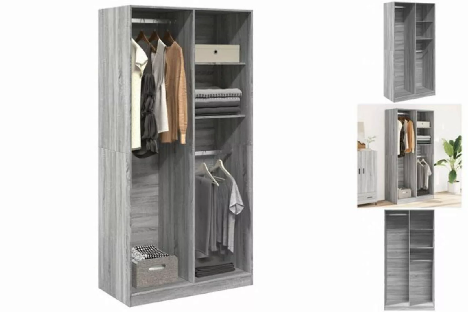 vidaXL Kleiderschrank Kleiderschrank Grau Sonoma 100x50x200 cm Holzwerkstof günstig online kaufen