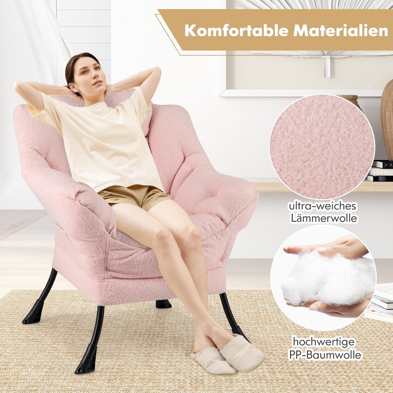 COSTWAY Relaxsessel (1-St), Ohrensessel gepolstert, 150kg günstig online kaufen