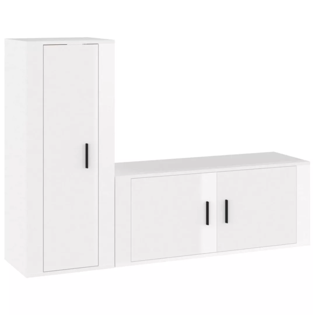 Vidaxl 2-tlg. Tv-schrank-set Hochglanz-weiß Holzwerkstoff günstig online kaufen