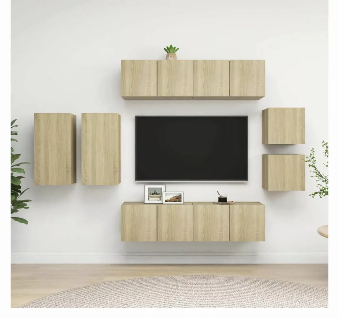 vidaXL TV-Schrank 8-tlg TV-Schrank-Set Sonoma Eiche Spanplatte TV-Konsole f günstig online kaufen