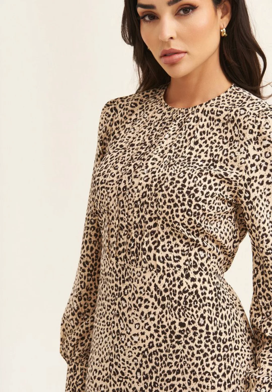 GINI LONDON Maxikleid Gini Animal Print Long Sleeve Midaxi Langärmeliges Mi günstig online kaufen