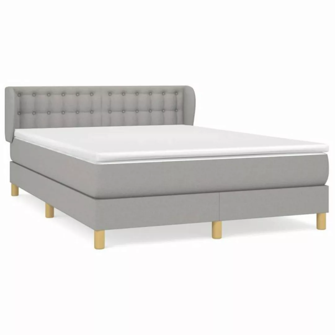 vidaXL Boxspringbett Boxspringbett mit Matratze Hellgrau 140x190 cm Stoff B günstig online kaufen