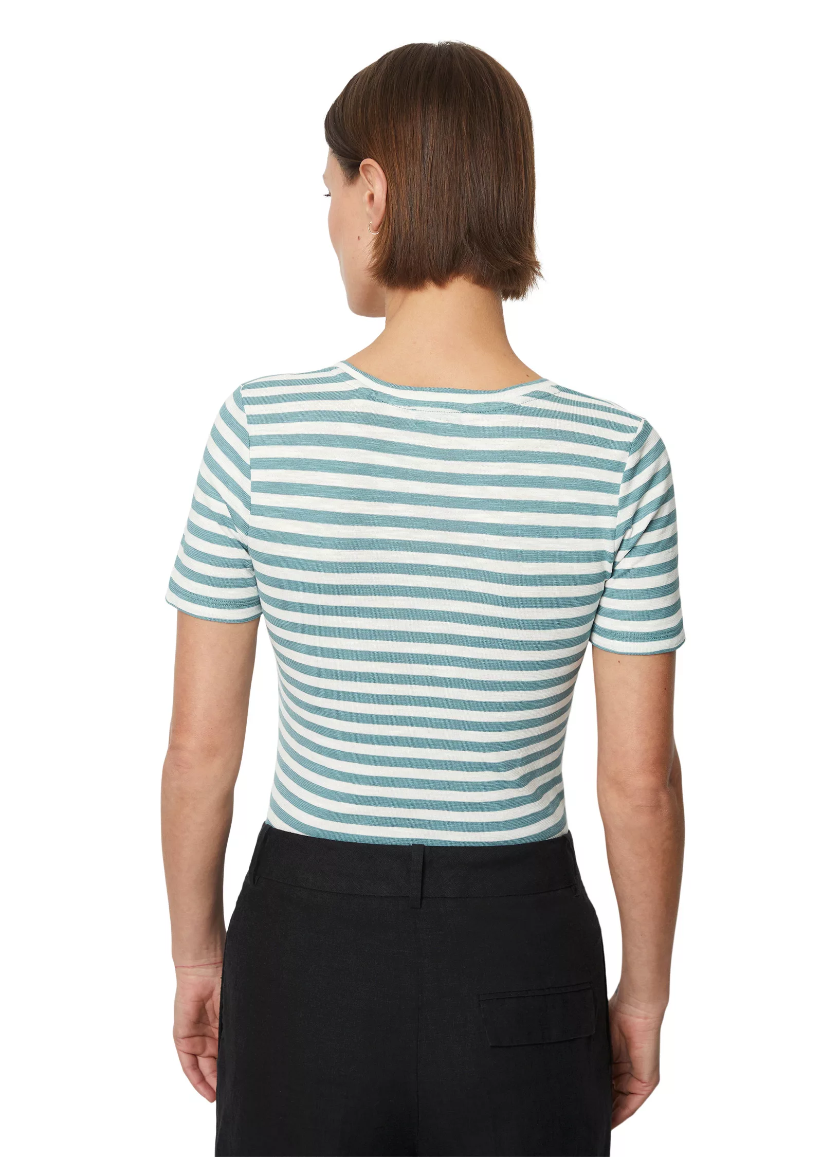 Marc O'Polo T-Shirt abgerundeter V-neck, locker gewirkter Slub-Jersey-Quali günstig online kaufen