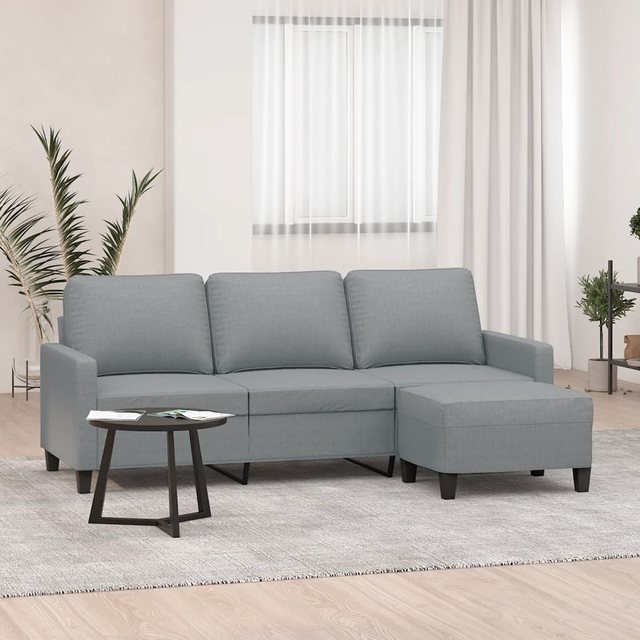 vidaXL Sofa 3-Sitzer-Sofa mit Hocker Hellgrau 180 cm Stoff günstig online kaufen