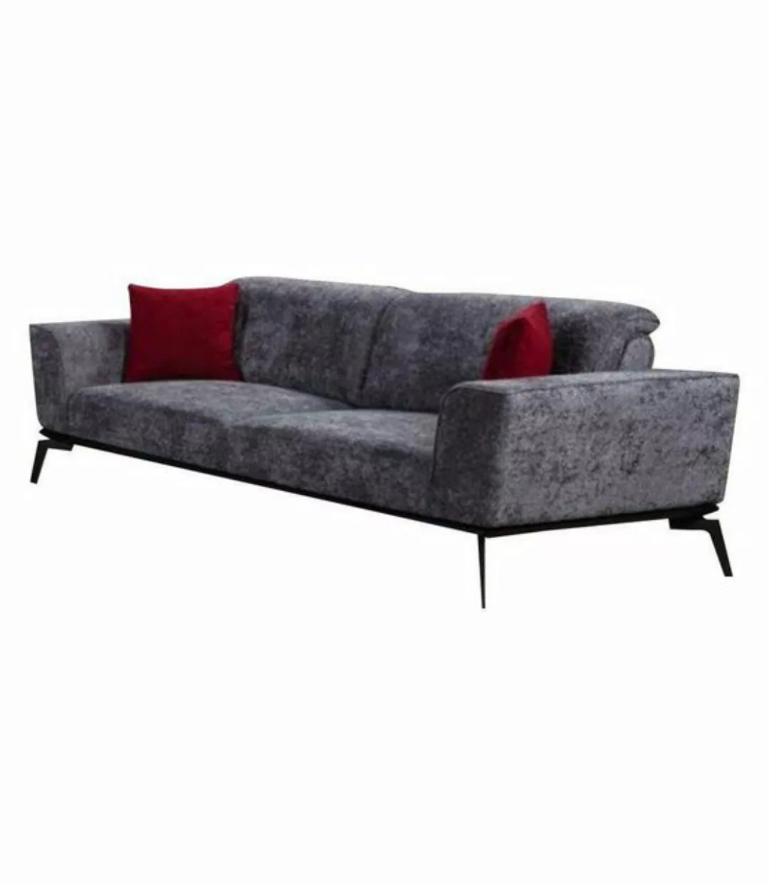 JVmoebel Sofa Grauer 3-Sitzer Sofas Sitz Stoff Textil Wohnzimmer Möbel Couc günstig online kaufen