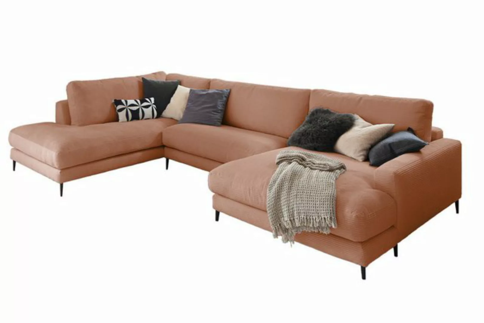 KAWOLA Wohnlandschaft CARA, Sofa U-Form Cord, Longchair rechts od. links, v günstig online kaufen