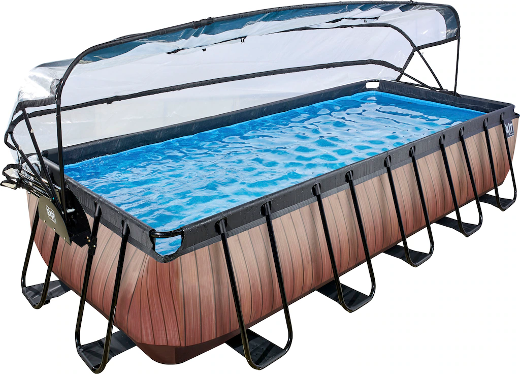 EXIT Wood Pool Braun 540x250x100cm m. Sandfilterpumpe, Abdeckung, Wärmepump günstig online kaufen