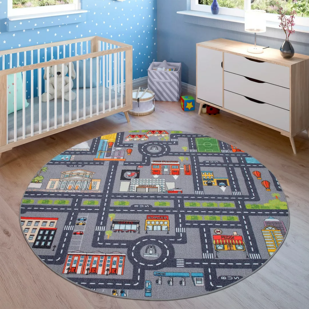 Paco Home Kinderteppich »Bino 575«, rechteckig, 4 mm Höhe, Kurzflor, Straße günstig online kaufen