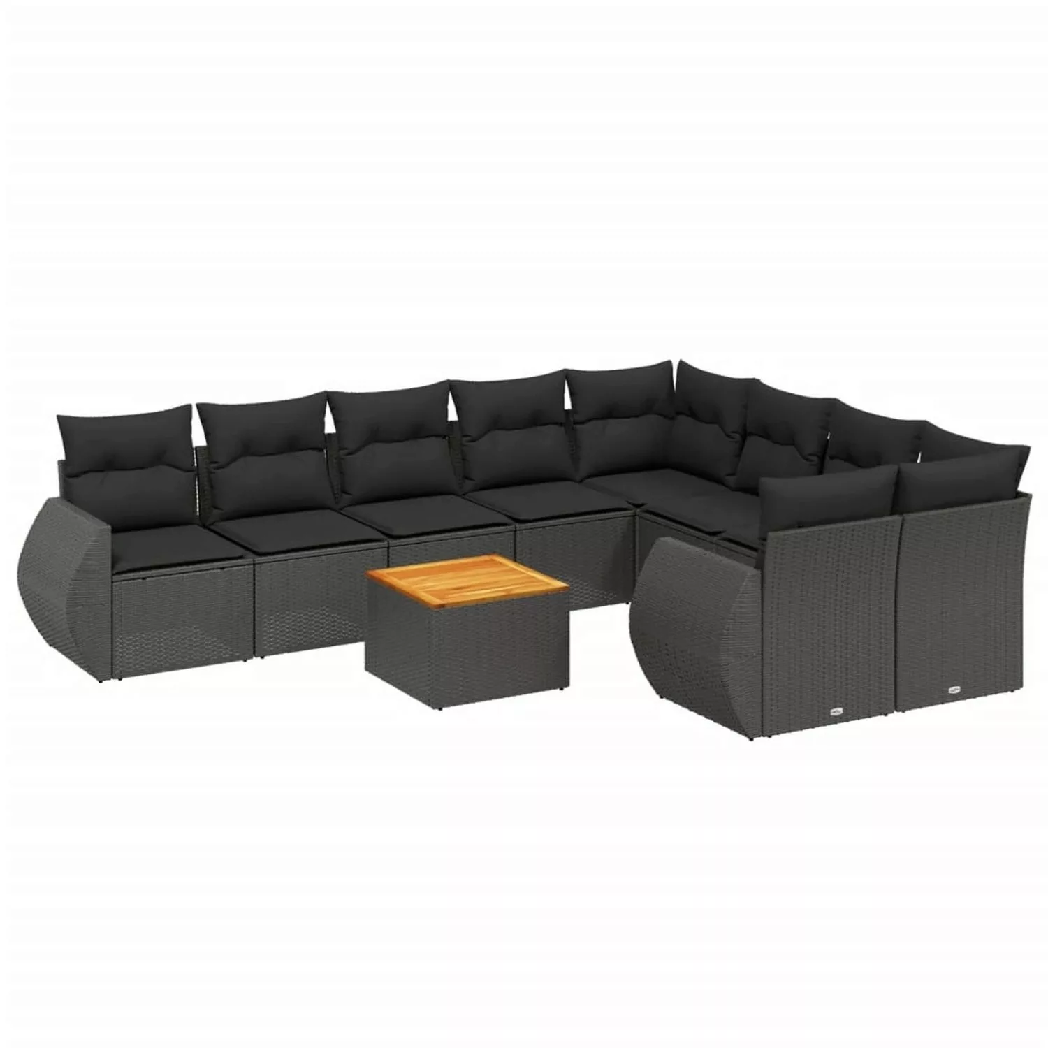 vidaXL 10-tlg Garten-Sofagarnitur mit Kissen Schwarz Poly Rattan Modell 67 günstig online kaufen