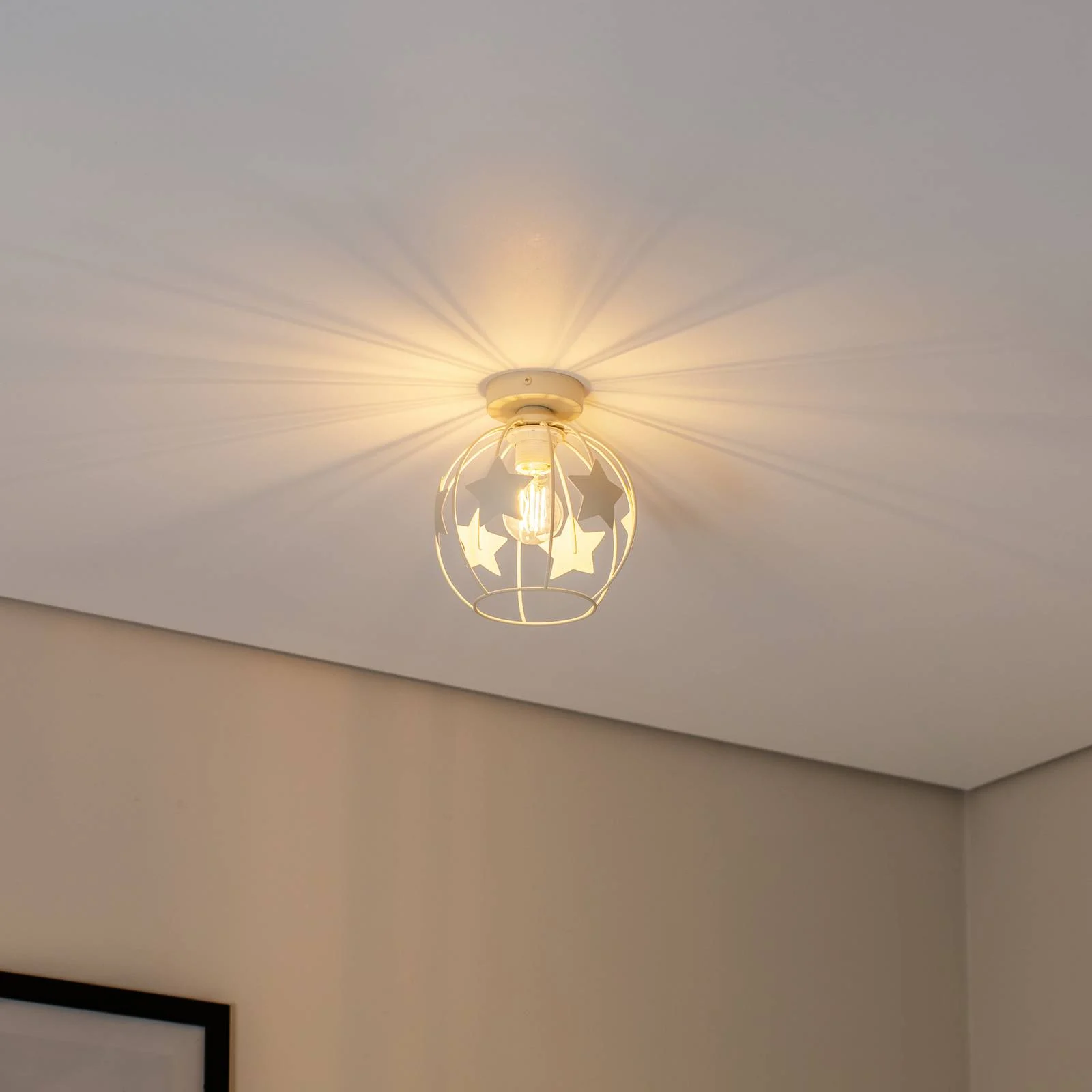 Deckenleuchte Stars, sandfarben, Metall, Ø 21 cm günstig online kaufen