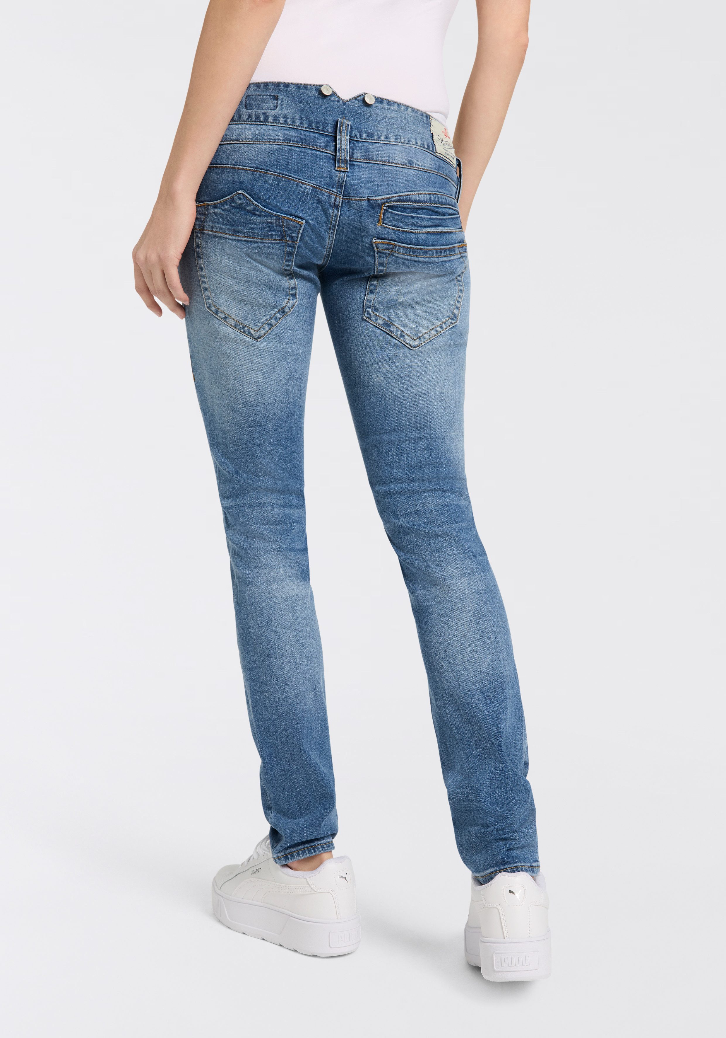 Herrlicher Slim-fit-Jeans "Pitch Slim Organic Denim", mit asymmetrischen Ta günstig online kaufen