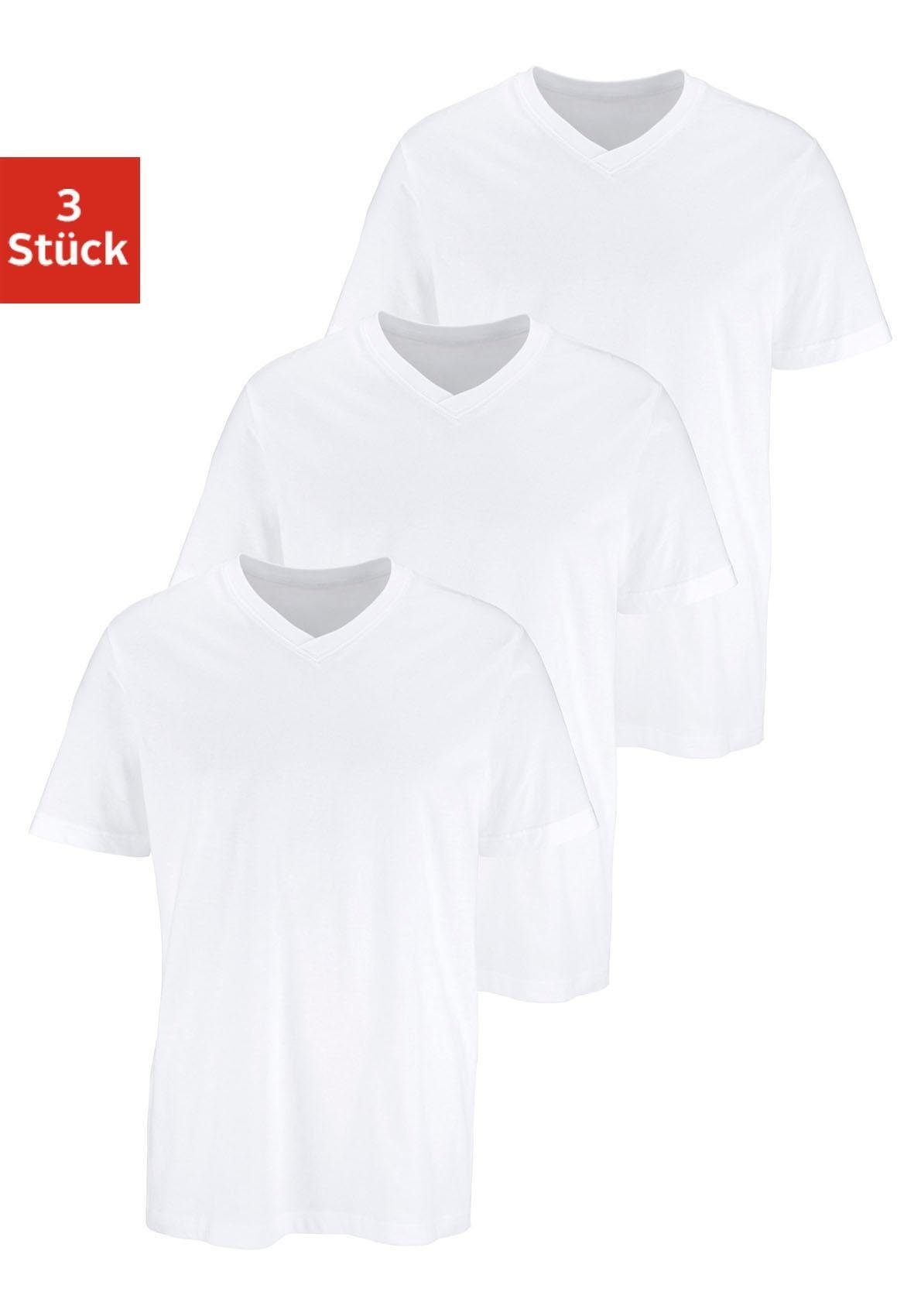 H.I.S T-Shirt, (Packung, 3 tlg.), mit V-Ausschnitt aus Baumwolle, Unterhemd günstig online kaufen