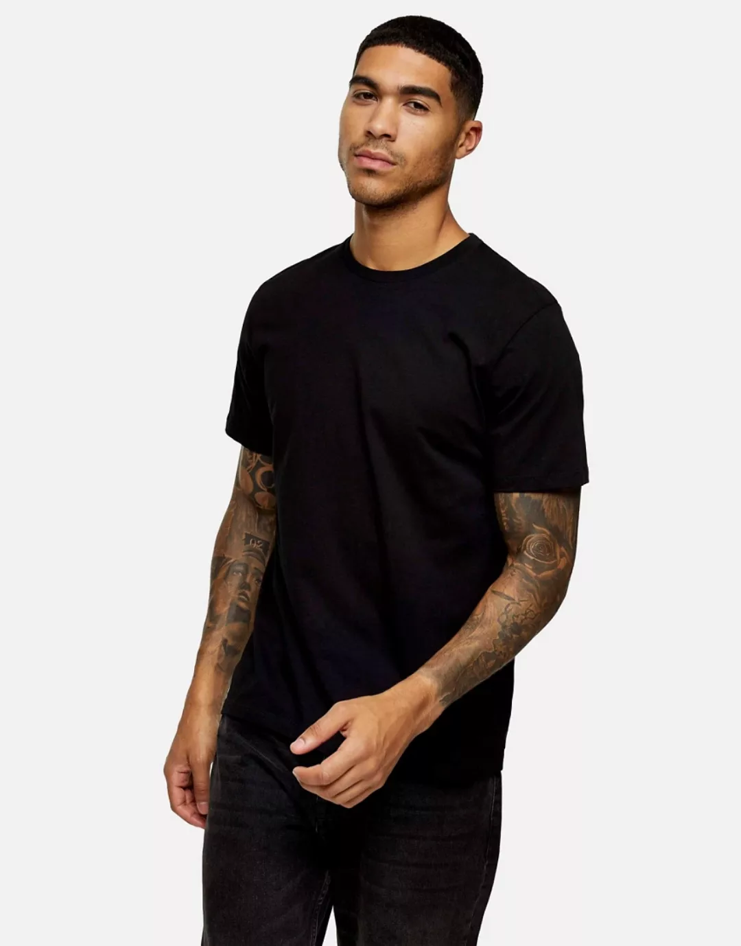 Topman – Klassisches T-Shirt in Schwarz günstig online kaufen