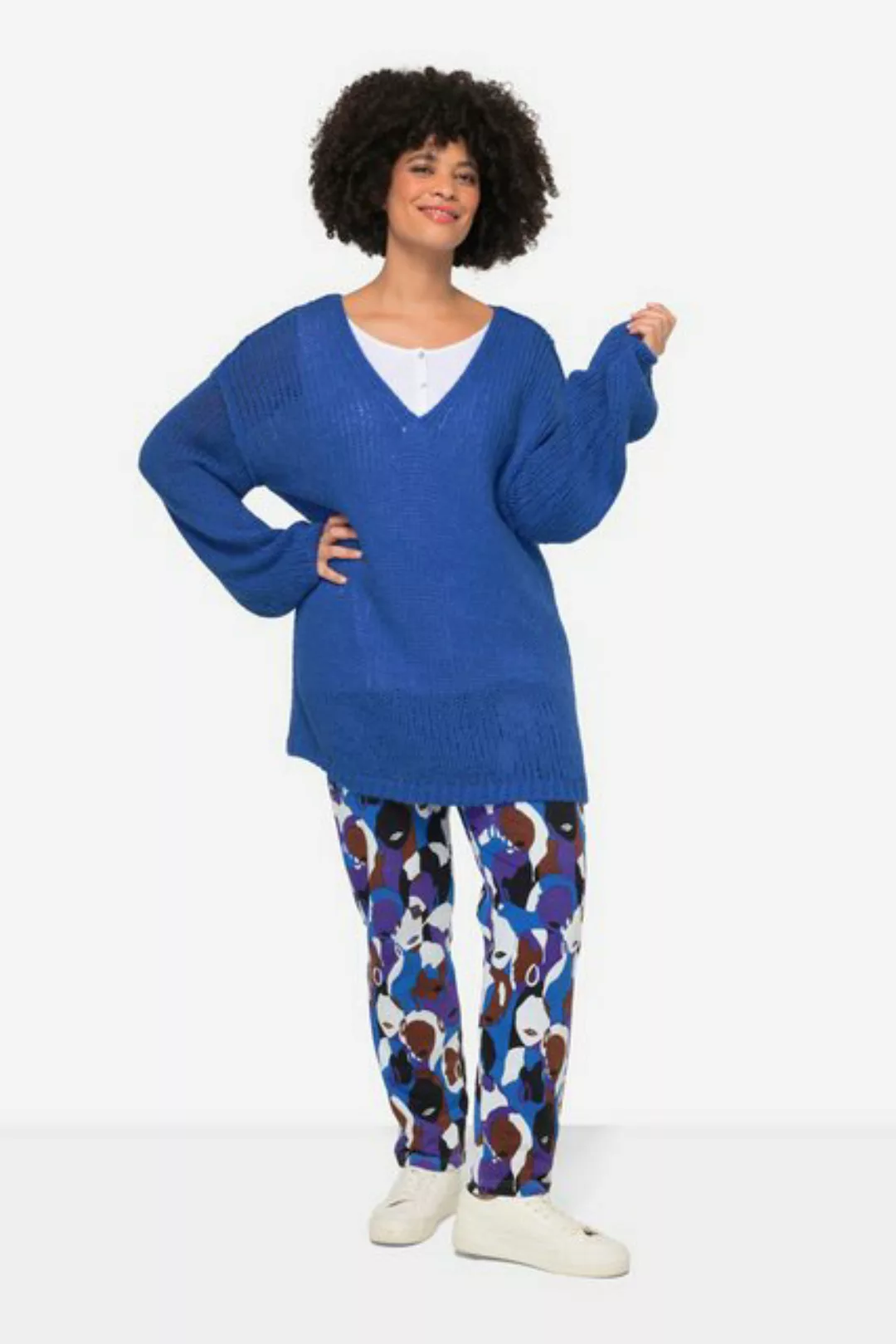 Angel of Style Strickpullover Pullover oversized Ballonärmel V-Ausschnitt. günstig online kaufen