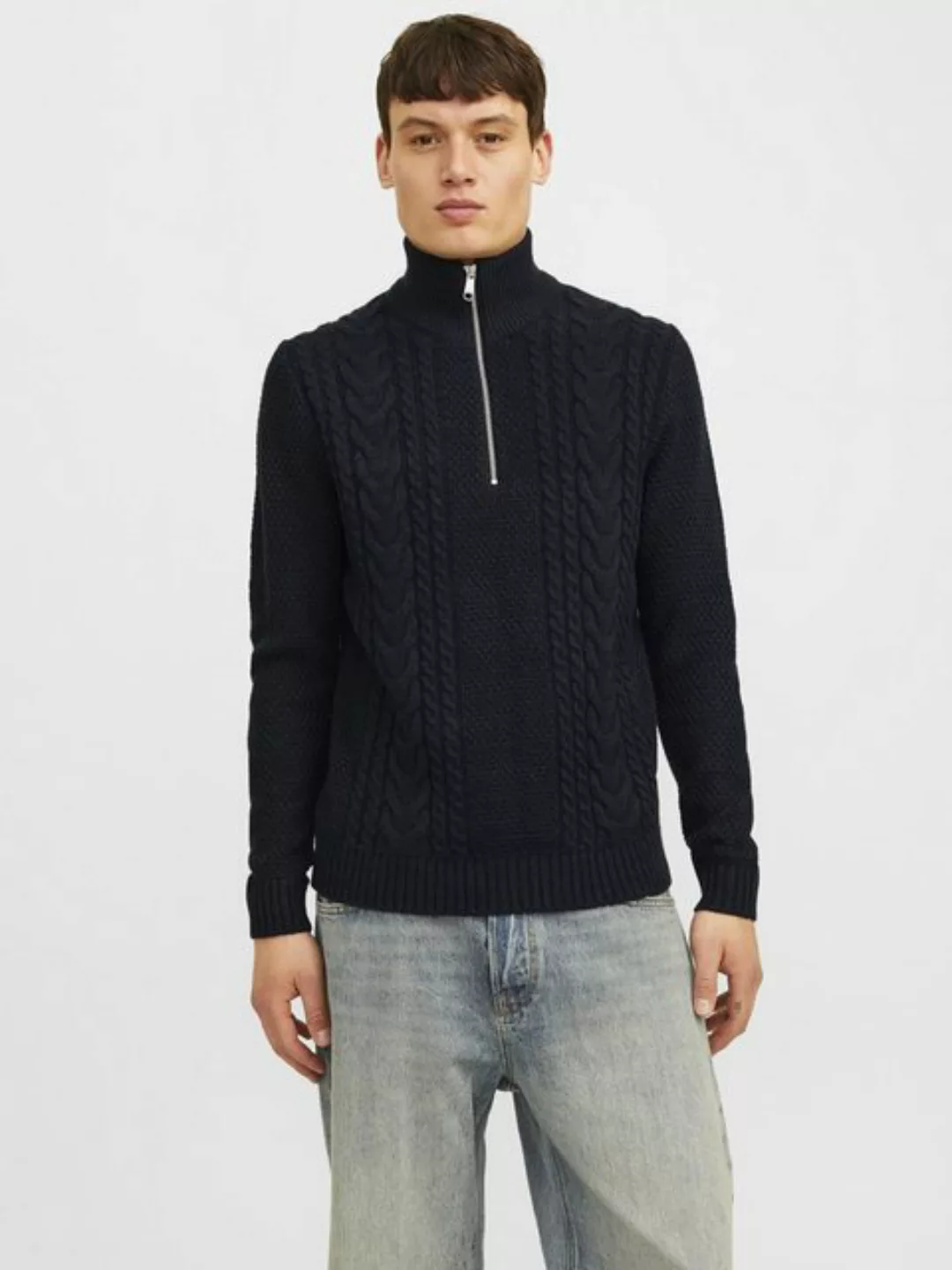 Jack & Jones Troyer JJCRAIG KNIT HALF ZIP mit Zopfmuster günstig online kaufen