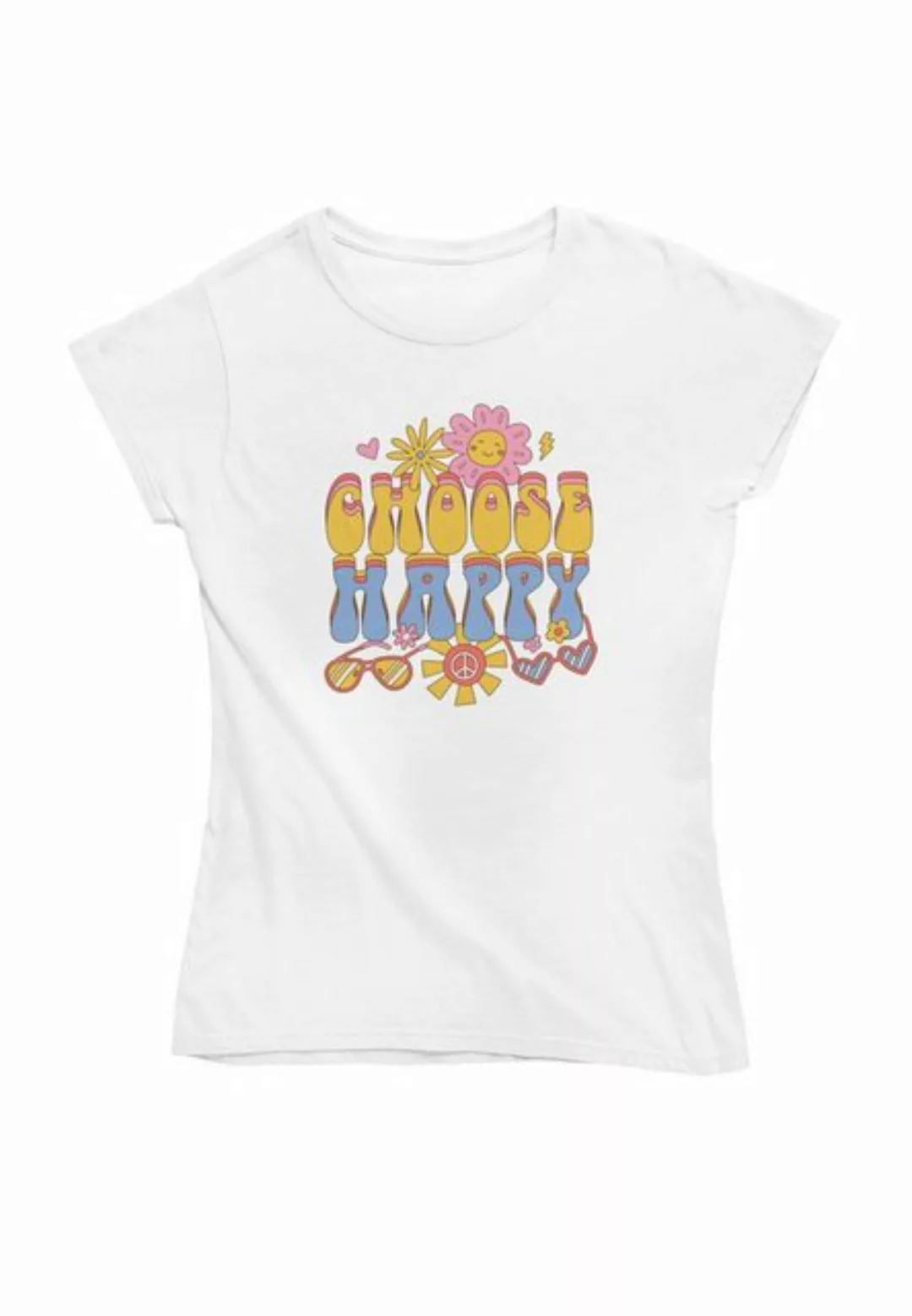 Novux T-Shirt Choose Happy Damen Tshirt Farbe White günstig online kaufen