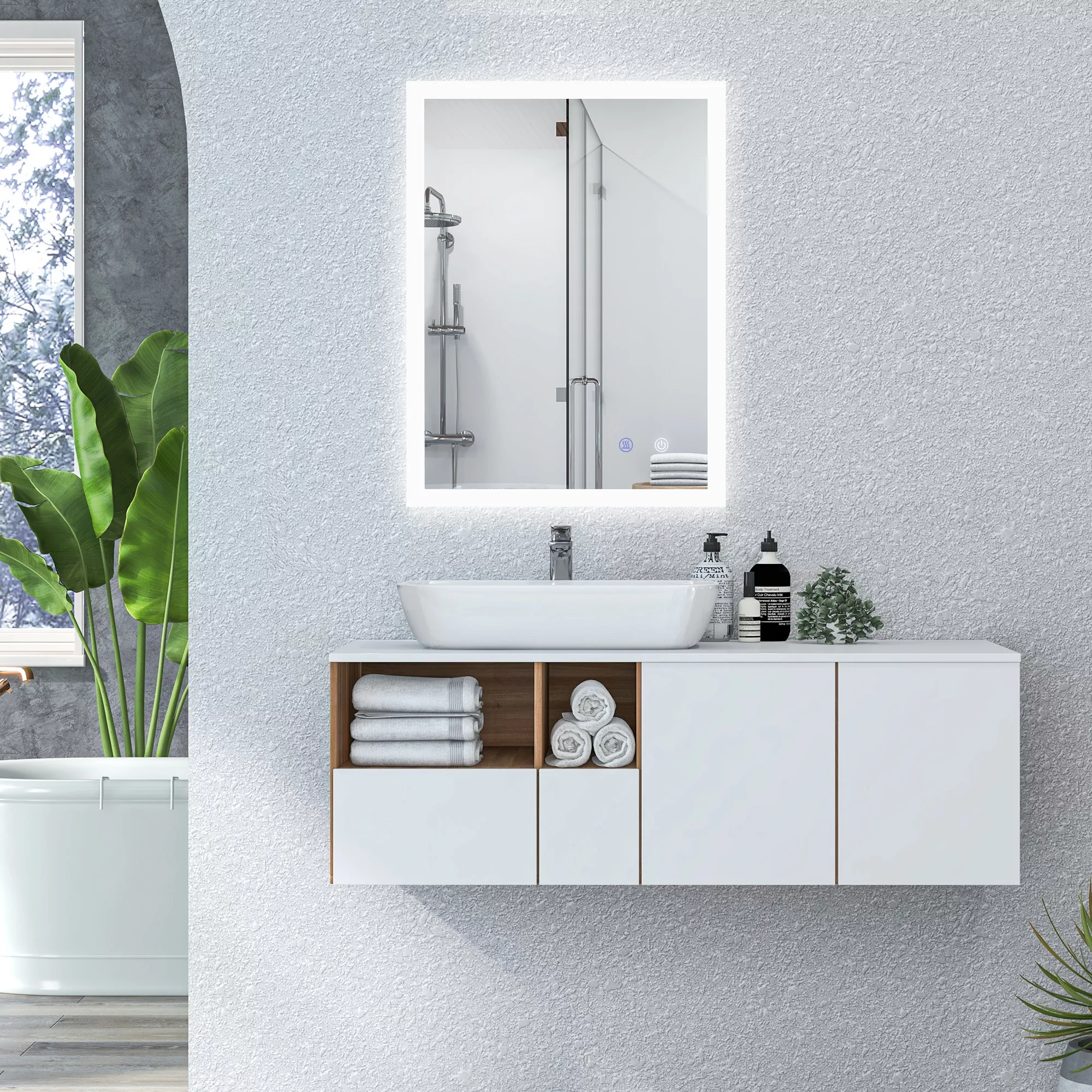 Kleankin Spiegel Badspiegel mit LED-Beleuchtung, Lichtspiegel günstig online kaufen
