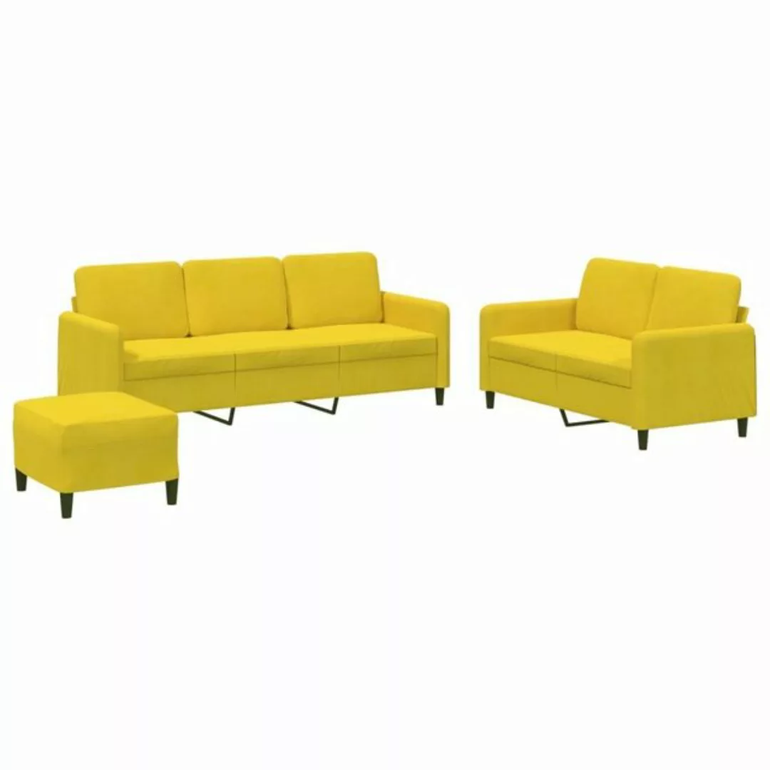 vidaXL Sofa 3-tlg. Sofagarnitur Gelb Samt günstig online kaufen