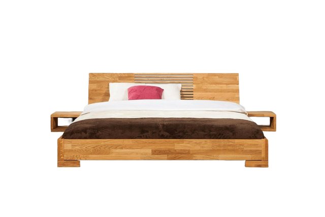 Natur24 Einzelbett Bett Bento 11 Wildeiche massiv 160x200 mit Holzkopfteil günstig online kaufen