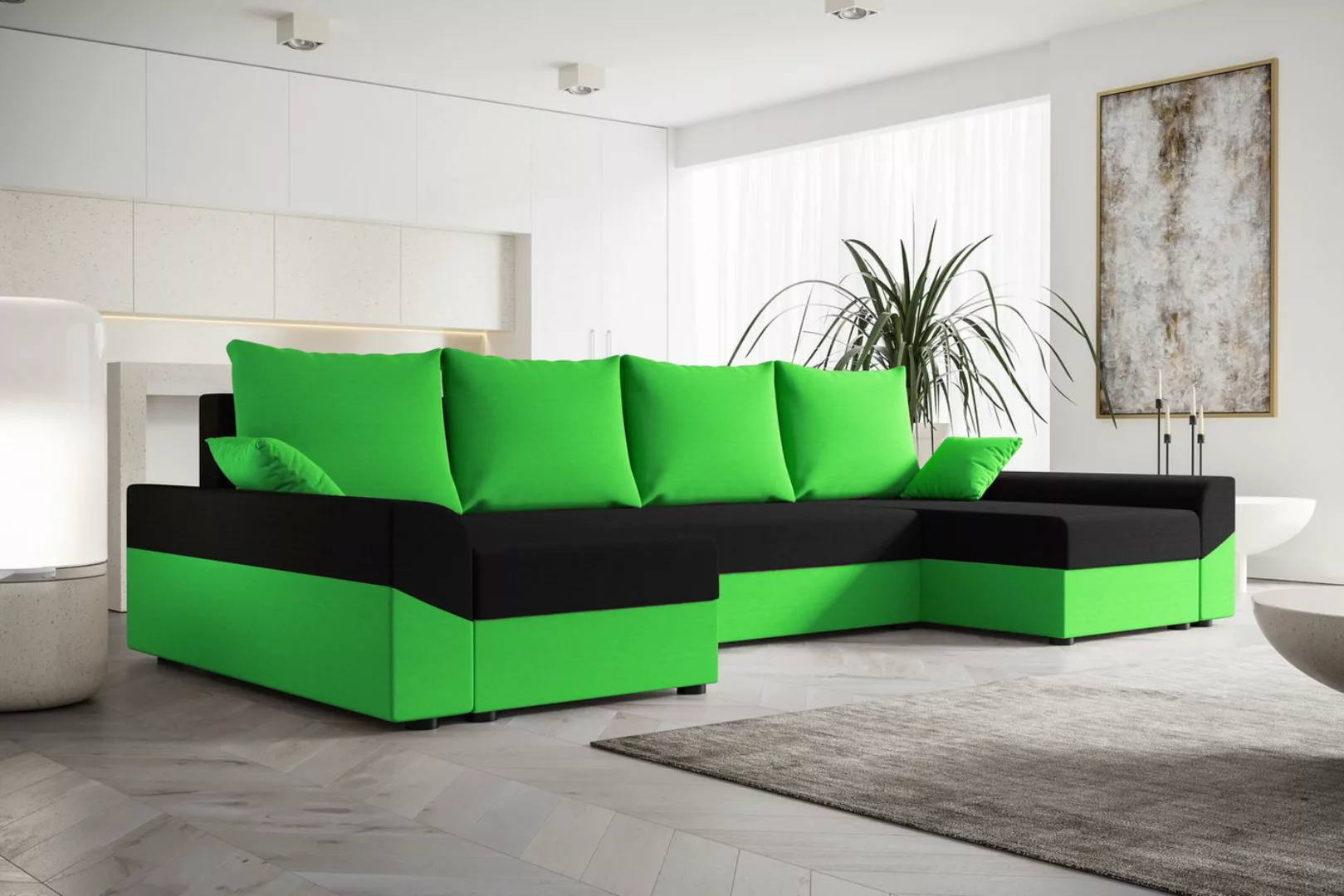 ALTDECOR Wohnlandschaft DENVI-U, Couch mit Schlaffunktion, Wohnzimmer - Woh günstig online kaufen
