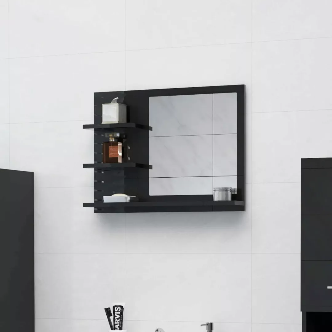 Badspiegel Hochglanz-schwarz 60x10,5x45 Cm Spanplatte günstig online kaufen