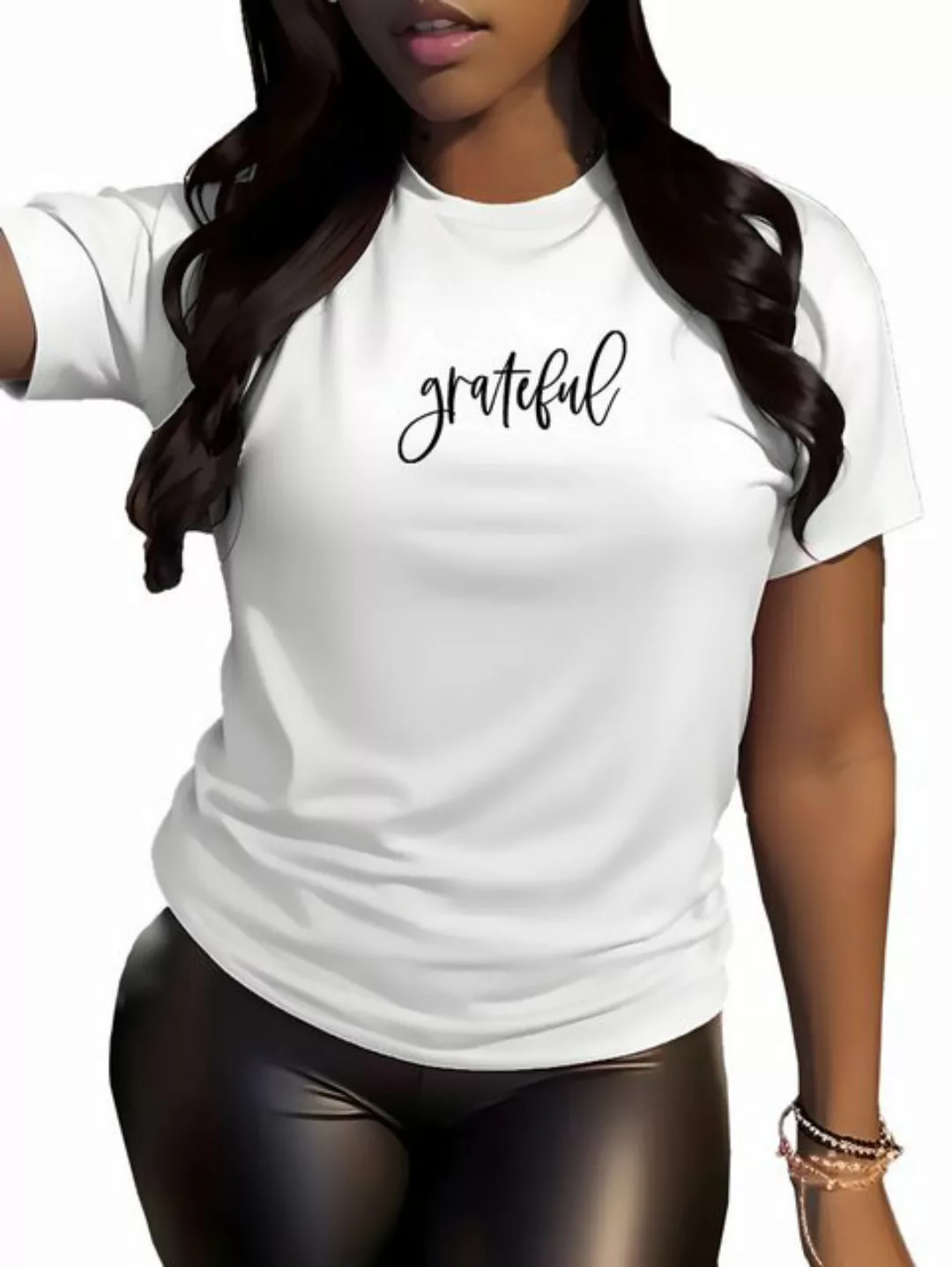 Banco T-Shirt Damen Sommer Grateful Unifarben hochwertiger Print günstig online kaufen