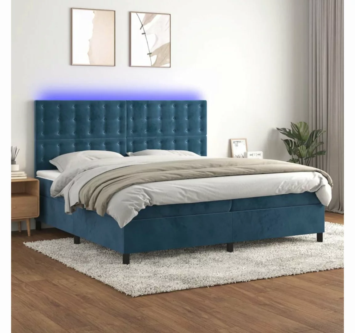 vidaXL Boxspringbett Boxspringbett mit Matratze & LED Samt (200 x 200 cm, B günstig online kaufen