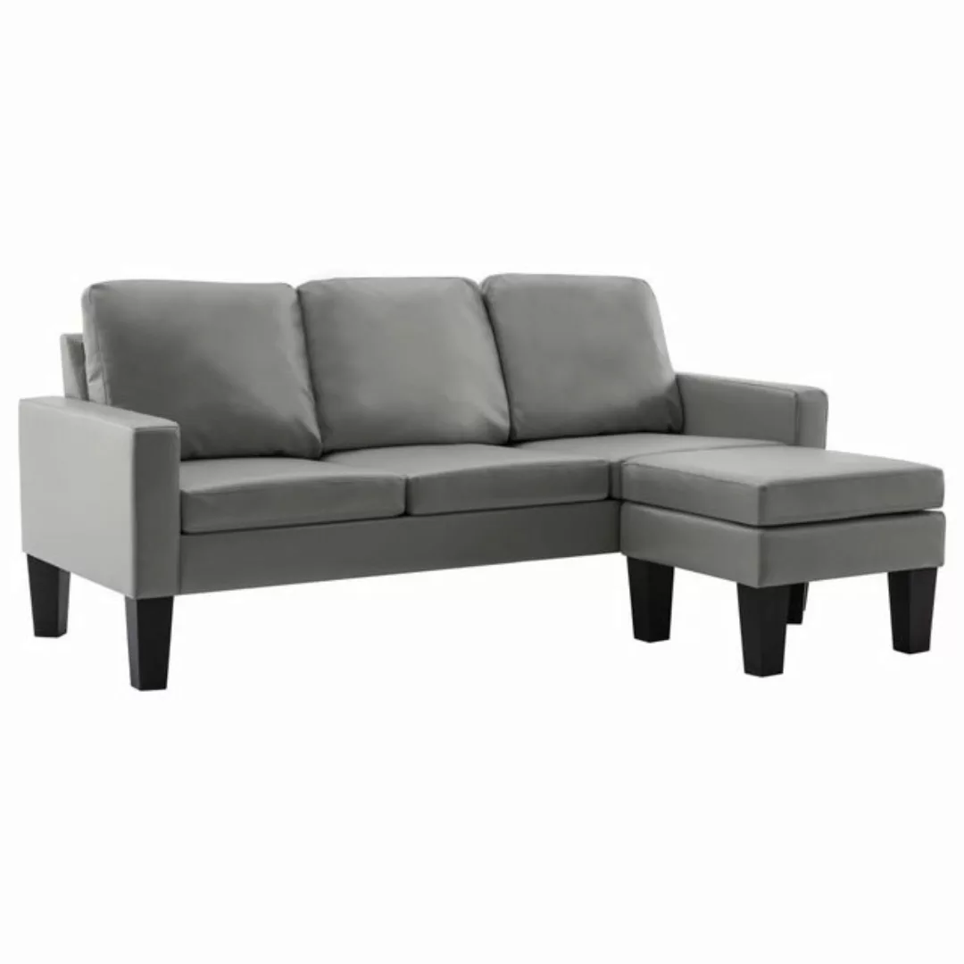 vidaXL Sofa 3-Sitzer-Sofa mit Hocker Grau Kunstleder günstig online kaufen