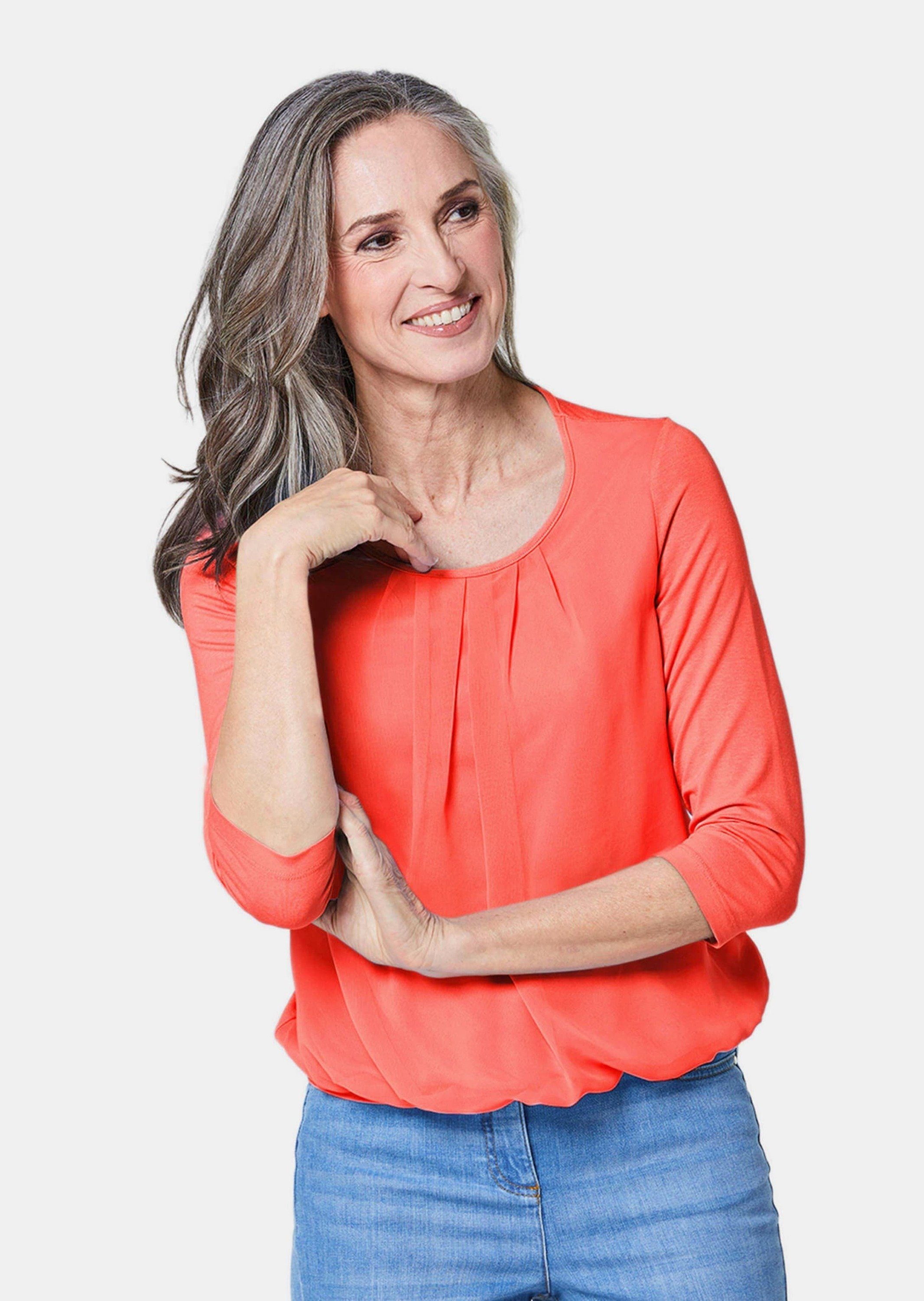 GOLDNER Shirtbluse Chiffon-Shirt gelb, Rundhals günstig online kaufen