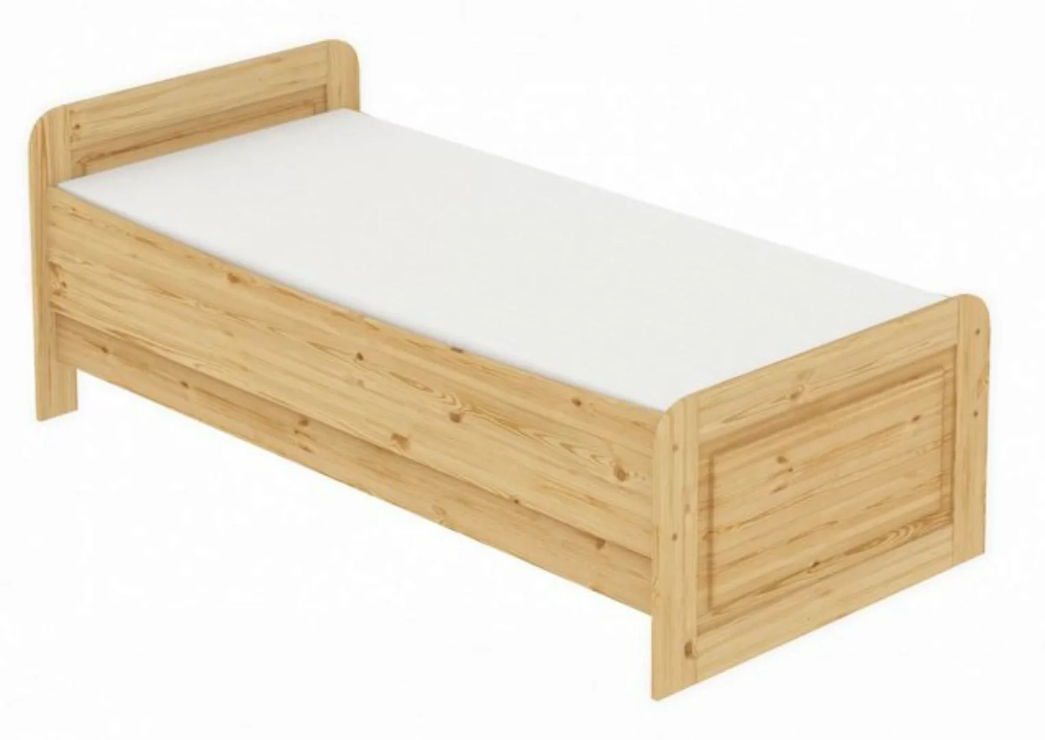 ERST-HOLZ Einzelbett Extra hohes Bett 100x220 Kiefer massiv Rollrost u. Mat günstig online kaufen