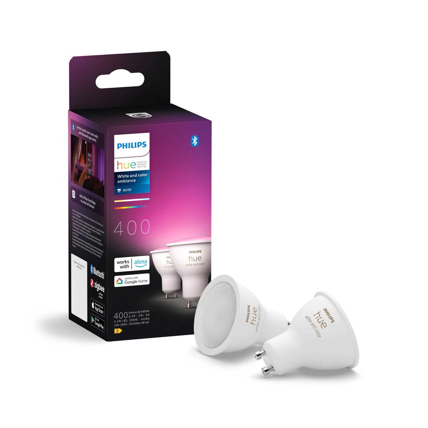 Philips Hue White & Color Ambiance LED GU10 4,2 W, 2er-Pack günstig online kaufen