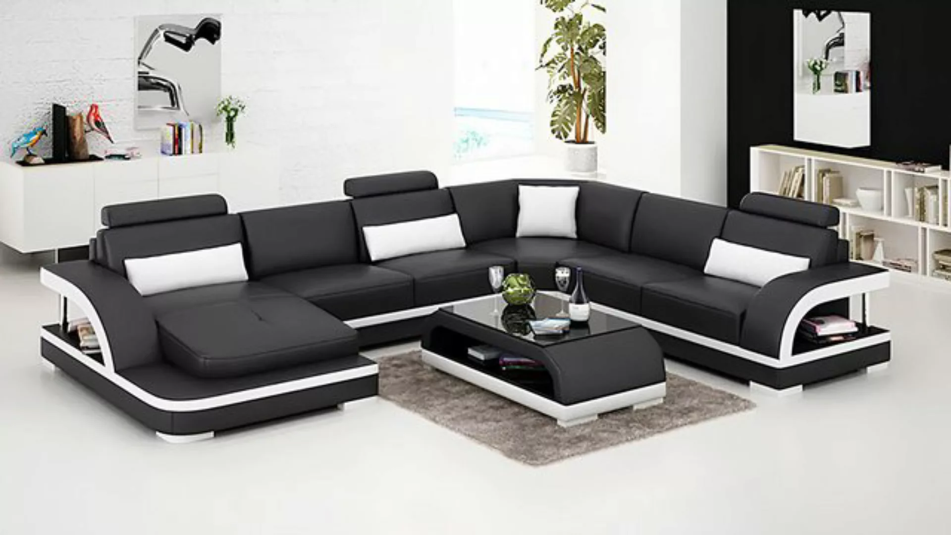 Xlmoebel Ecksofa Neue Ledersitzgruppe mit Ecksofa und Couchtisch in moderne günstig online kaufen