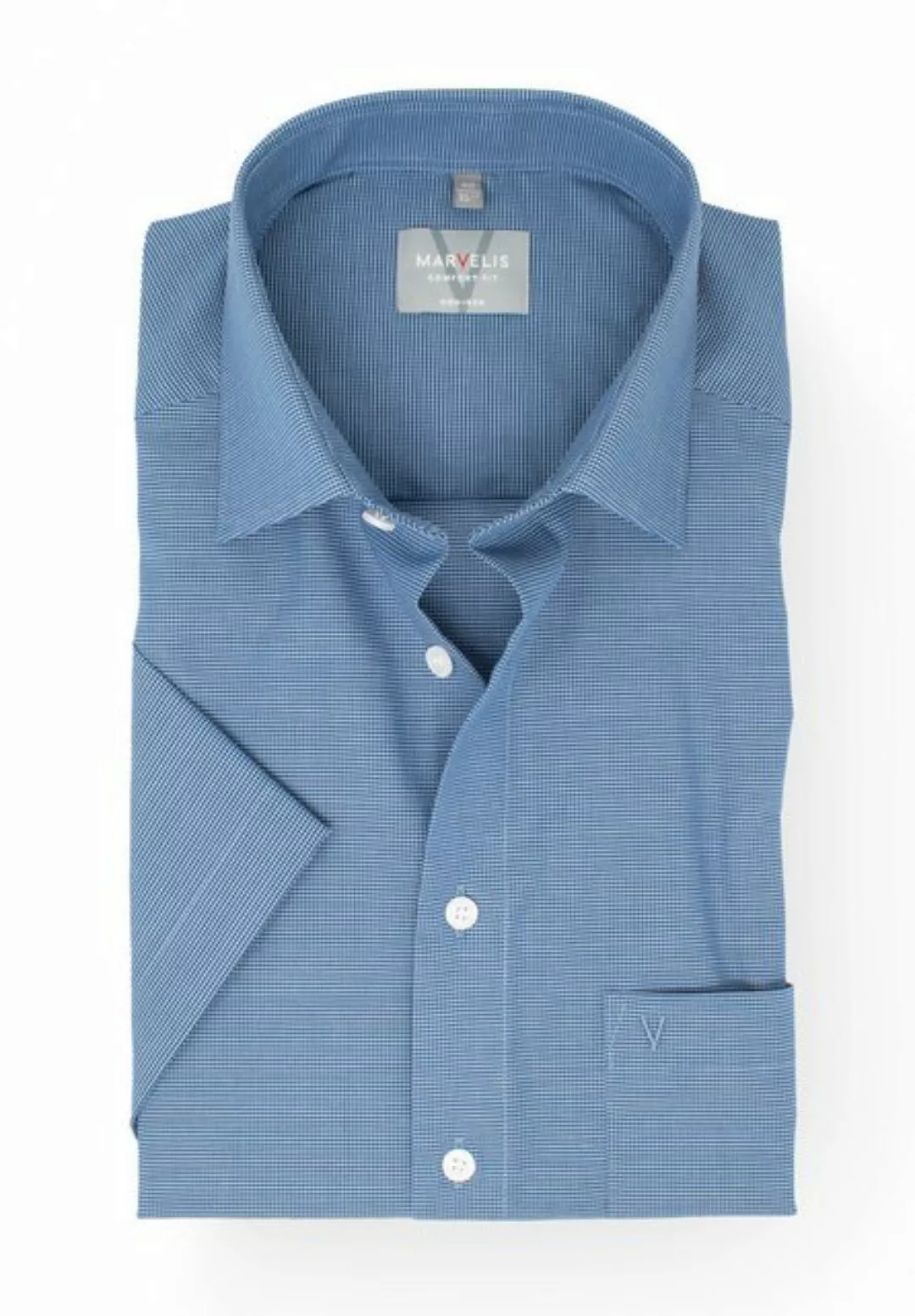 MARVELIS Kurzarmhemd Kurzarmhemd - Comfort Fit - Struktur - Bleu günstig online kaufen