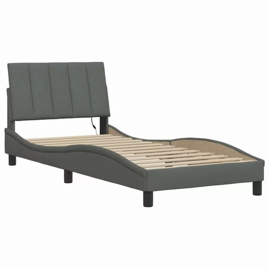 vidaXL Bett Bettgestell ohne Matratze Dunkelgrau 90x190 cm Stoff günstig online kaufen