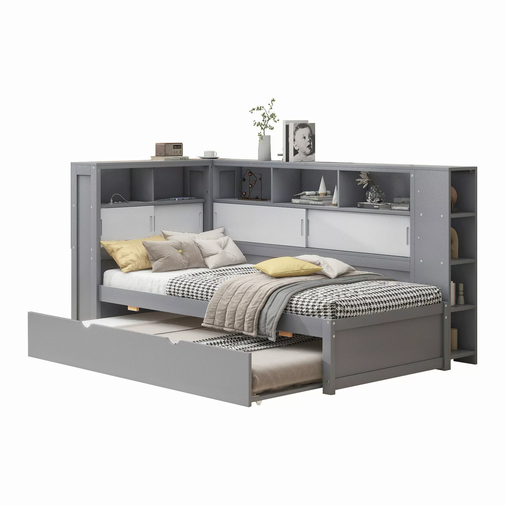 OKWISH Stauraumbett Holzbett Einzelbett Kinderbett mit günstig online kaufen