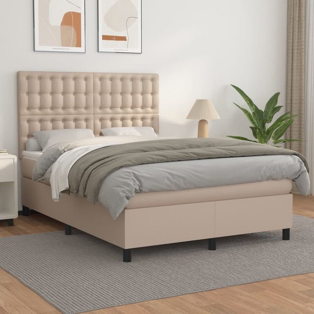 vidaXL Boxspringbett Bett Boxspringbett mit Matratze Kunstleder (140 x 190 günstig online kaufen