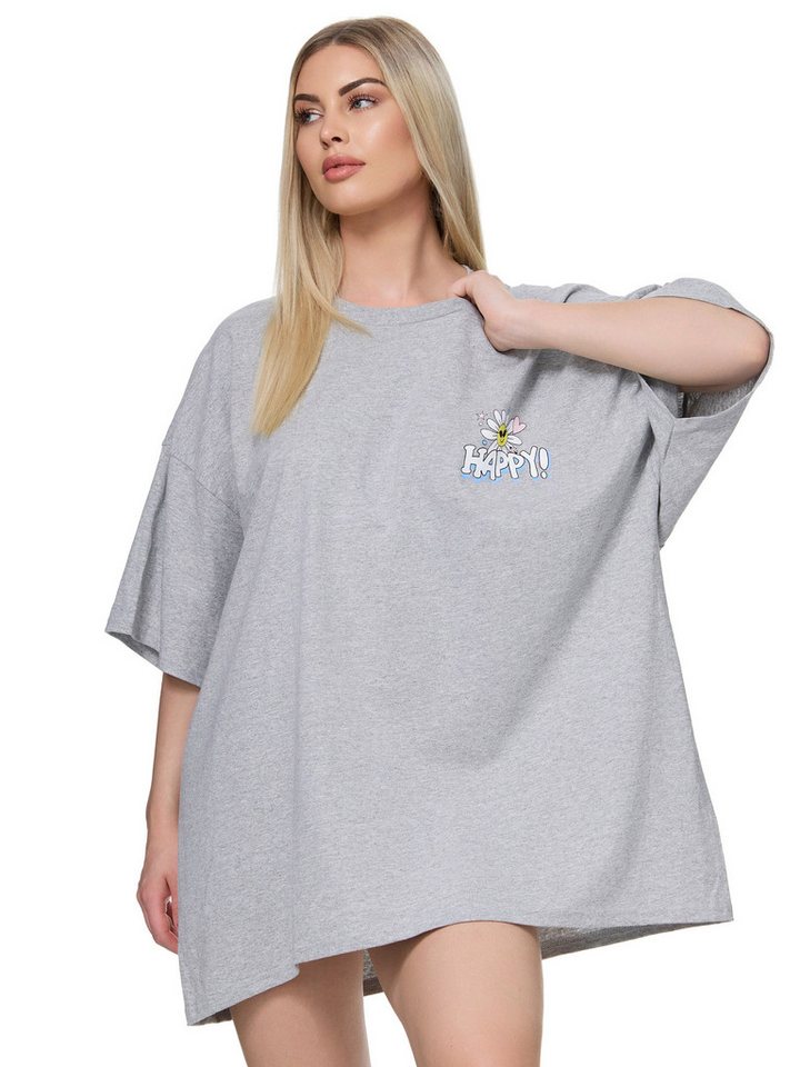 Worldclassca T-Shirt Worldclassca Oversized Print HAPPY T-Shirt lang Sommer günstig online kaufen