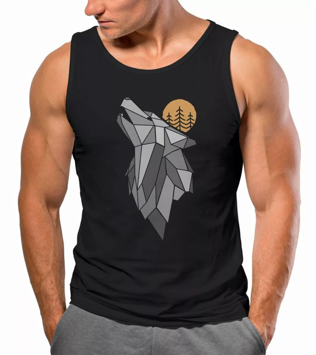 Neverless Tanktop Herren Tank-Top Wolf Print Wald Wildnis Outdoor Natur Tie günstig online kaufen