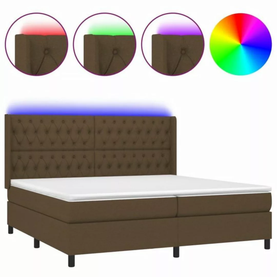 vidaXL Boxspringbett Boxspringbett mit Matratze LED Dunkelbraun 200x200 cm günstig online kaufen