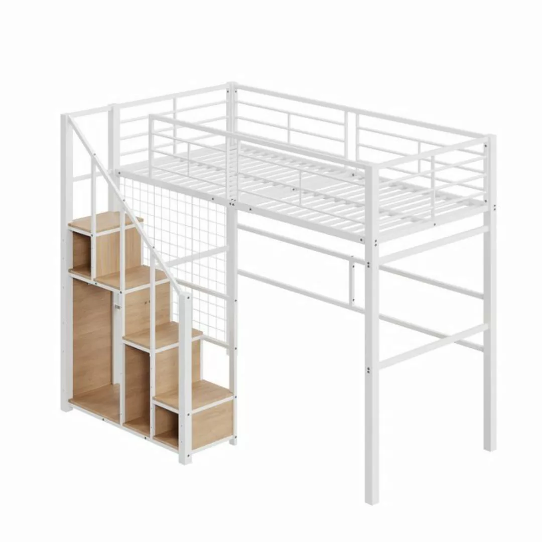 Gotagee Kinderbett Hochbett mit Eisenrahmen Jugendbett Metallbett 90x200cm günstig online kaufen