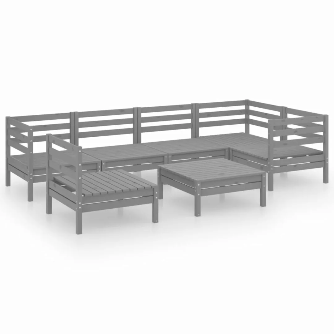 7-tlg. Garten-lounge-set Kiefer Massivholz Grau günstig online kaufen