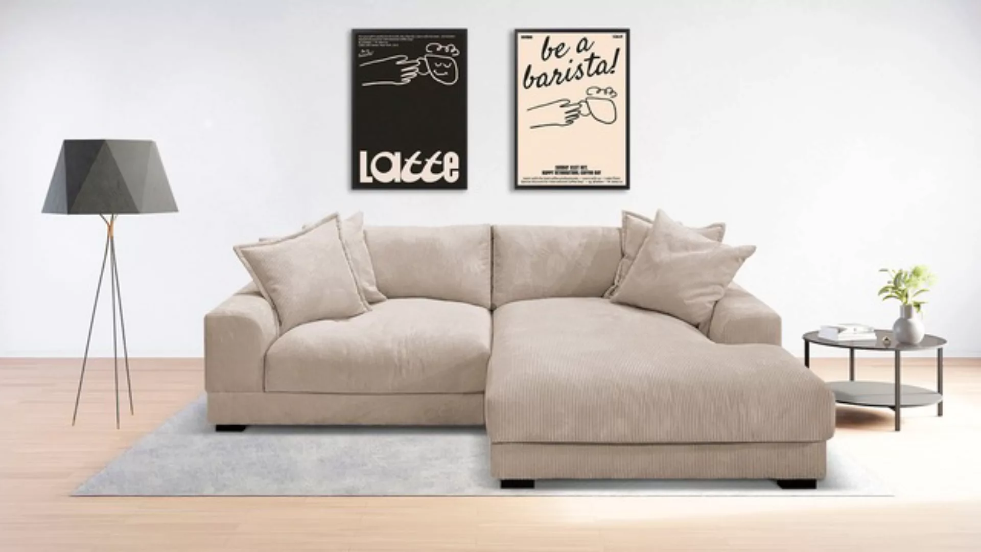 TRENDMANUFAKTUR Ecksofa »Zinal, aktuelles Design, mit 4 Zierkissen,«, mit e günstig online kaufen