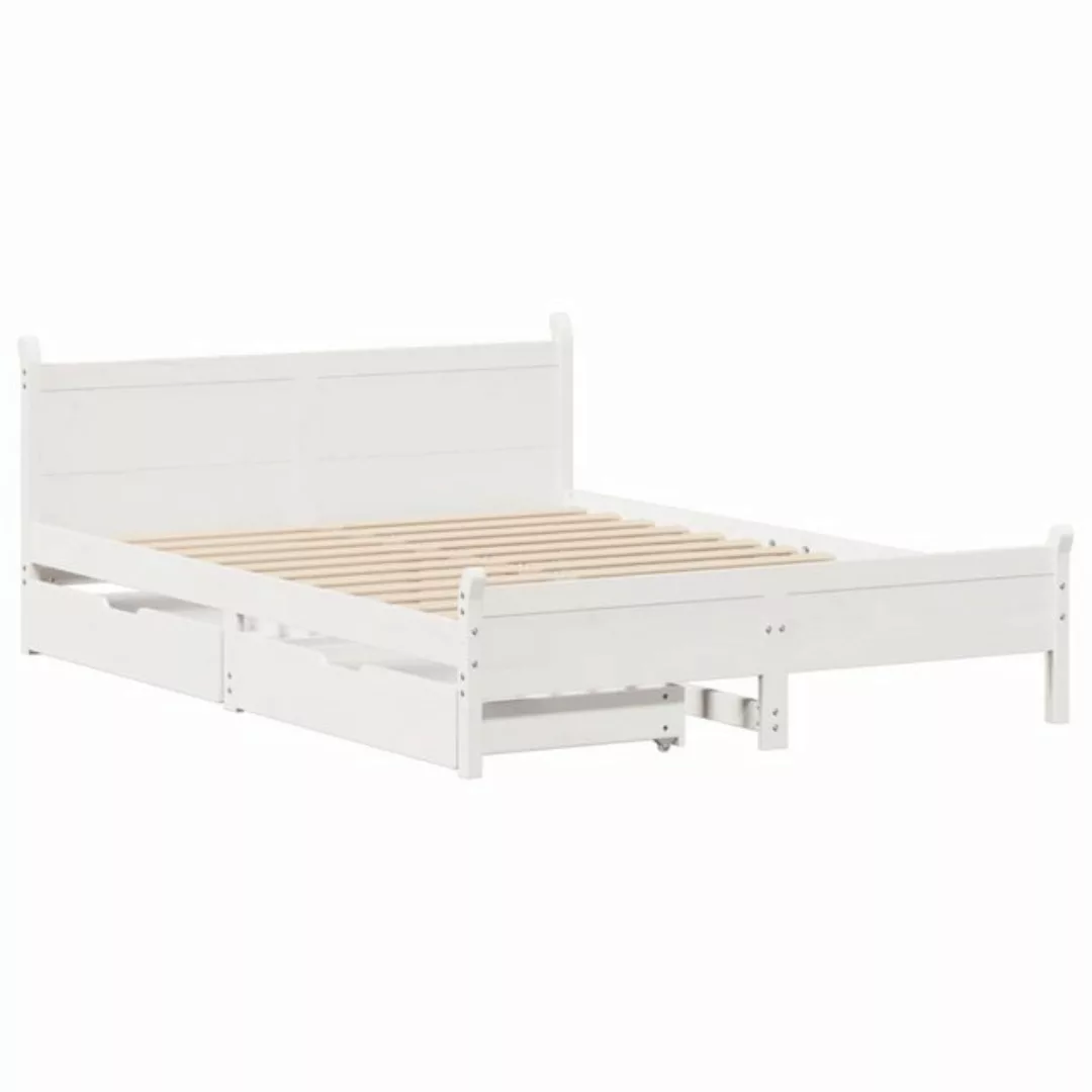 vidaXL Bett Massivholzbett ohne Matratze Weiß 150x200 cm Kiefernholz günstig online kaufen