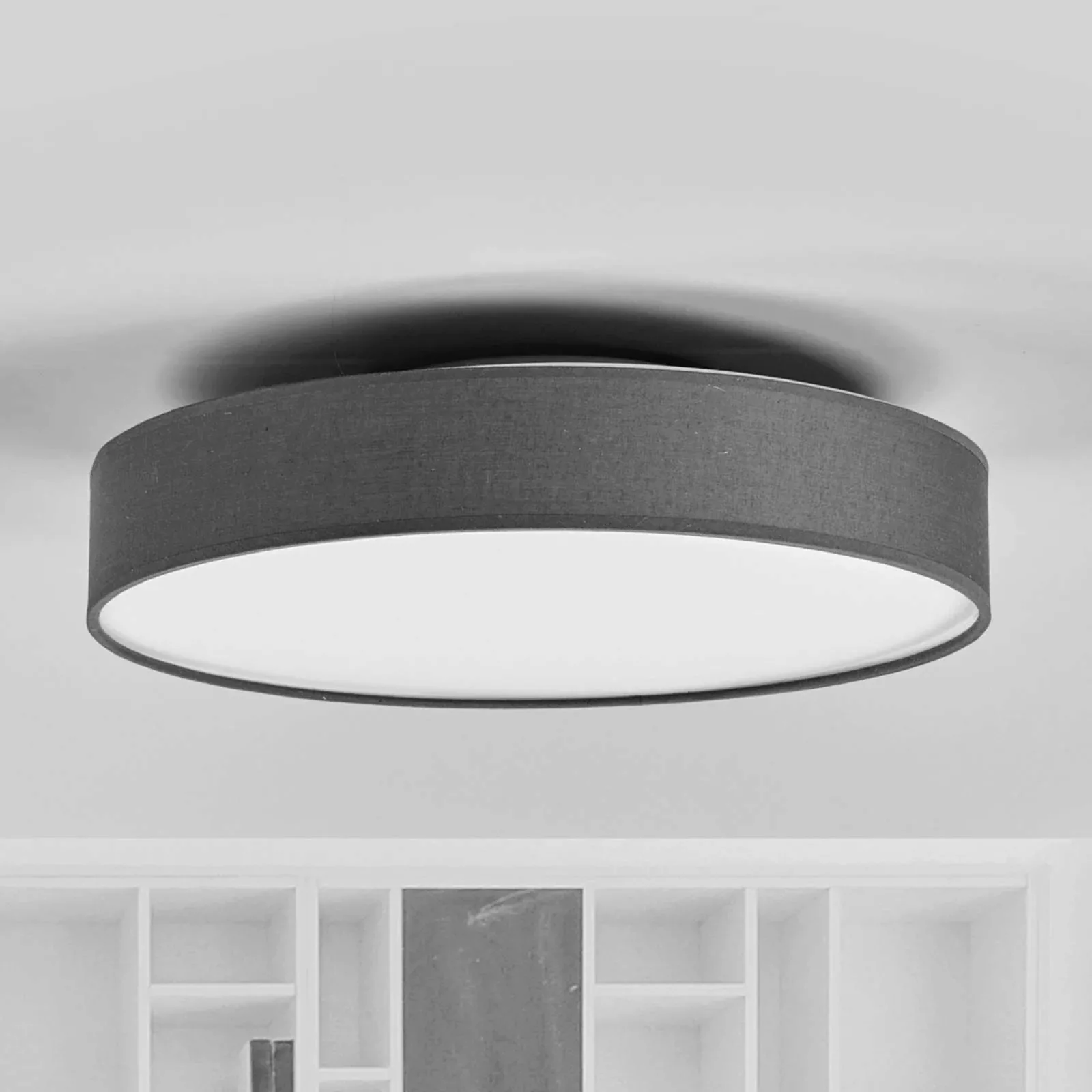 LED-Stoffdeckenlampe Saira, 40 cm, grau günstig online kaufen