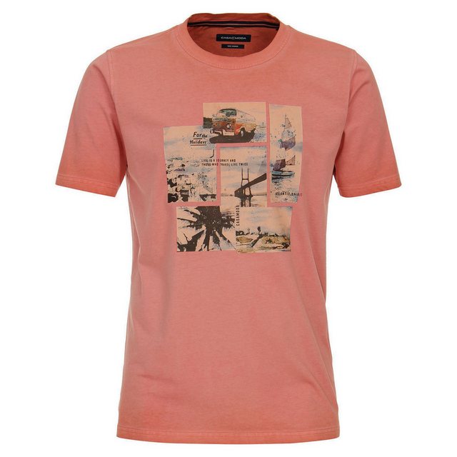 CASAMODA Rundhalsshirt Große Größen Herren T-Shirt lachs used Vintage-Print günstig online kaufen