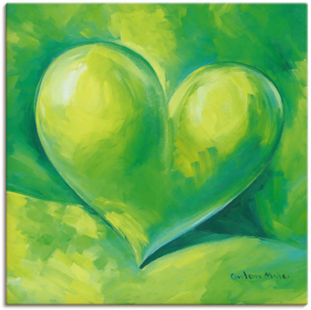 Artland Leinwandbild »Grünes Herz«, Herzen, (1 St.) günstig online kaufen