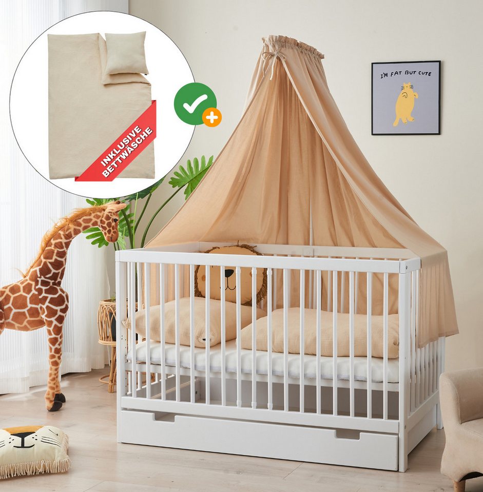 Alavya Home® Komplettbett TOBI 7-tlg.SET für Kleine Babys I 9-fach höhenver günstig online kaufen