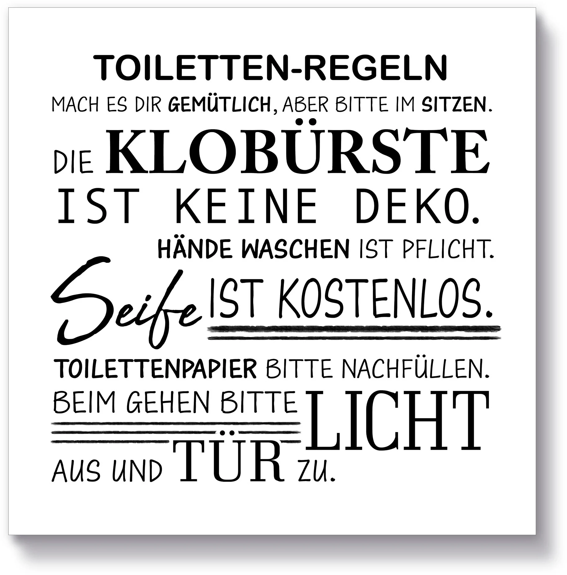 Artland Holzbild "Toilettenregeln", Sprüche & Texte, (1 St.) günstig online kaufen