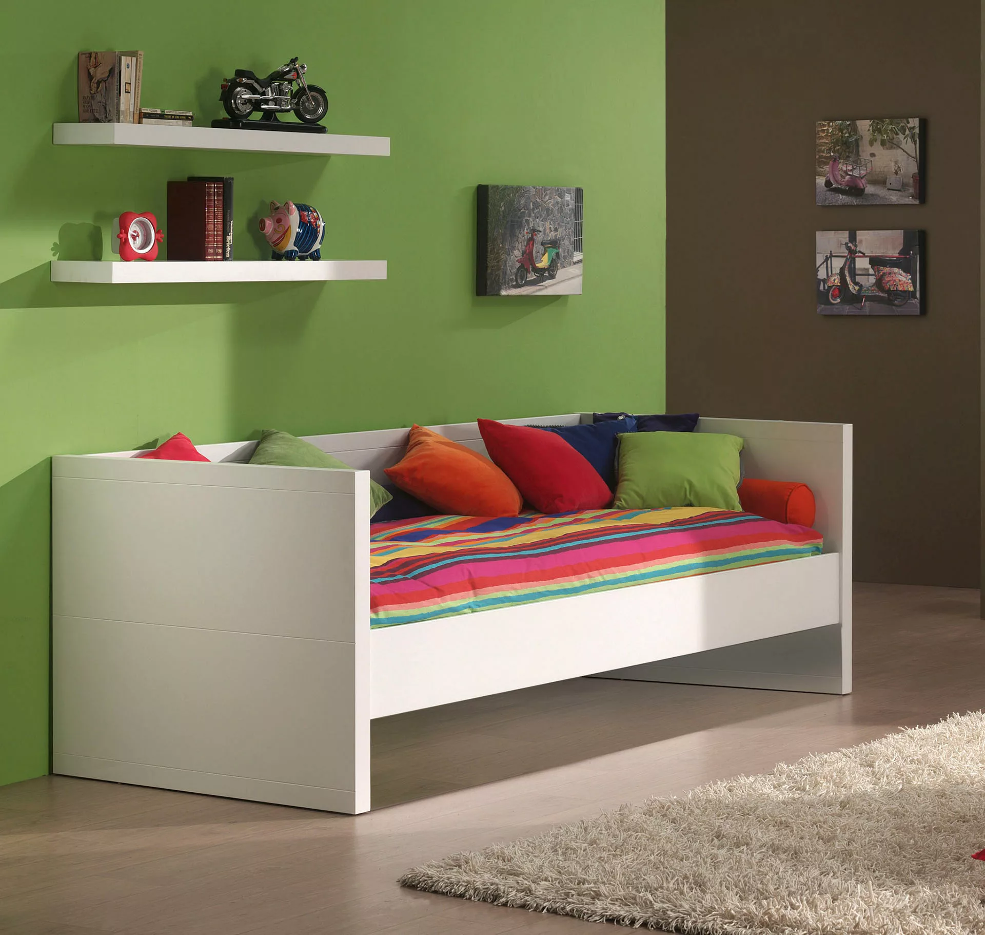 Vipack Einzelbett, mit gradliniger Optik und Liegefläche 90x200 cm, Weiß la günstig online kaufen