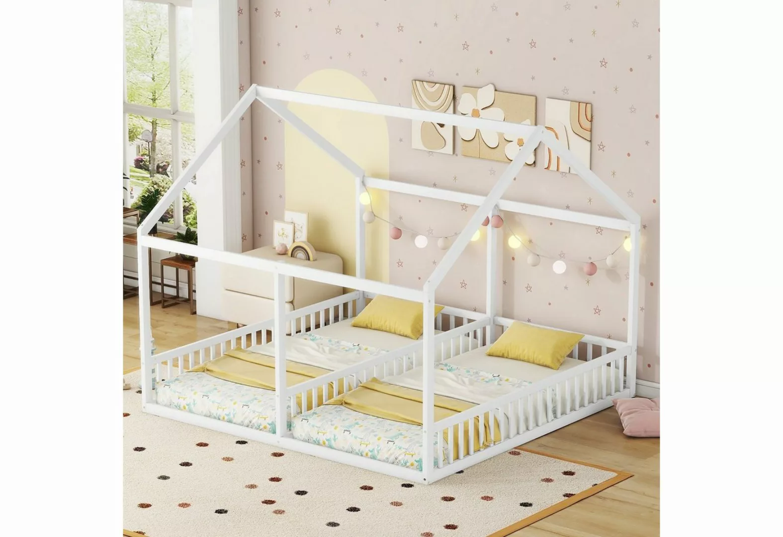 WISHDOR Kinderbett Funktionsbett Holzbett Einzelbetten, 2-in-1-Betten (flac günstig online kaufen